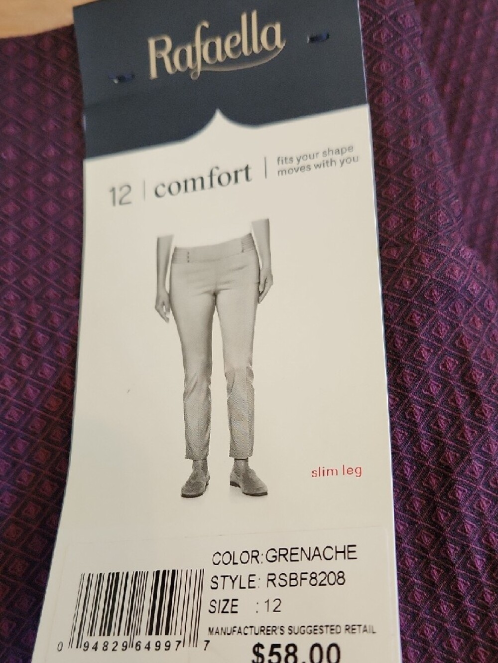 Rafaella Straight-Leg Pull-On Pants in Plum - Picture 4 of 5